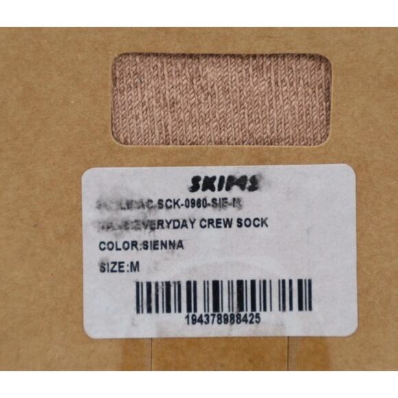 Skims Everyday Crew Socks, One Pair, Sienna, Medium, NWT - Picture 3 of 3